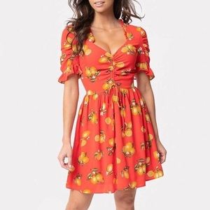 NWT Unique Vintage Lemon Print Sweetheart Dress